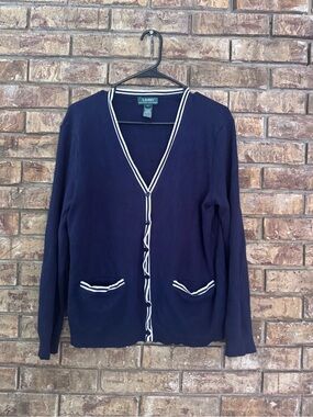 Ralph Lauren Navy Cardigan with White Trim